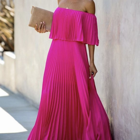 eternal love pleated maxi dress